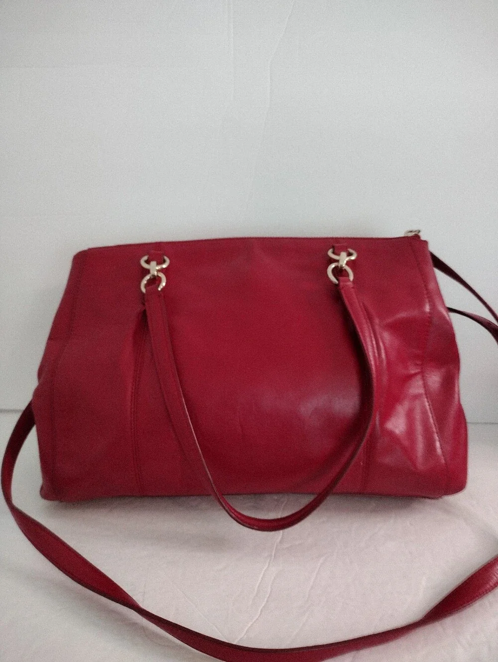 Vintage Y2K Coach Red Leather Christie Carryall Satchel Tote Bag Coquette Chic